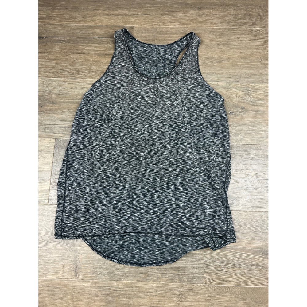 Lululemon Space Dye Racerback Tank Top Black White Tulip Back Split Hem